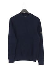 Image of Barbour Men's Jumper S Blue Wool with Cotton Round Neck Pullover New with tags