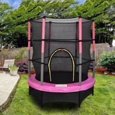 Image of 4.5FT Mini Trampoline Set with Enclosure Safety Net Outdoor 55" Kids Toy Pink