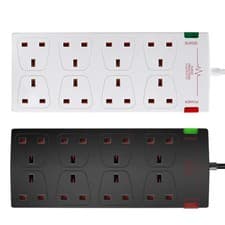 Image of 8 Way Mains Surge Protected Extension Lead 3m Cable Gang Socket Power