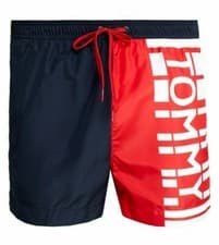 Image of Tommy Hilfiger Swim Shorts Mens Blue Red Large Logo Size S M