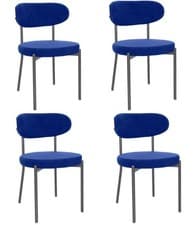 Image of set of 4 Velvet Dining Chairs Velvet Seat Chairs Plush velvet seat and backrest