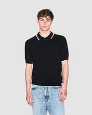 Image of Armani Exchange Mens Zip Placket Knit Polo - Black UC001