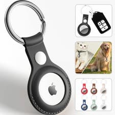 Image of AirTag Case For Apple Air Tag Cover Tracker PU LEATHER Car Key Chain Ring Holder