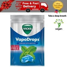 Image of Vicks VapoDrops Menthol, Classic Sugar Free Vegan Lozenges with Menthol 72 g