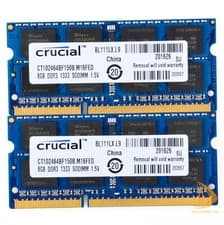 Image of Crucial 2x 8GB 2Rx8 PC3-10600 DDR3-1333Mh SODIMM Laptop Memory RAM iMac mid 2011