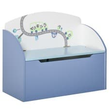 Image of HOMCOM Kids Wooden Toy Box Children Storage Chest Bench Organiser Bedroom Blue