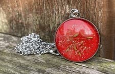 Image of Dandelion Seed Necklace, Red Glass Necklace , Dandelion Jewellery, Wish Charm