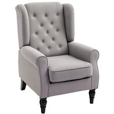 Image of HOMCOM Accent Armchair Home Furniture Retro Tufted Club Wood Fabric, Grey