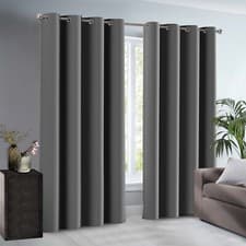 Image of NEW THERMAL BLACKOUT CURTAINS READY MADE EYELET RING TOP OR PENCIL PLEAT CURTAIN