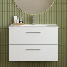 Image of Nuie Arno Wall Hung 2-Drawer Vanity Unit with Basin-2 800mm Wide - Gloss White