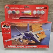 Image of Airfix McDonnell Douglas F/A-18A Hornet Model Starter Set Kit 1/72 Fighter Jet