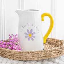 Image of Ceramic Daisy Flower Jug Vase – Fresh Floral Design, Home Décor Ornament