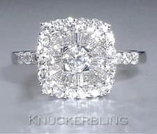 Image of 0.80ct G VS2 Baguette and Brilliant Cut Diamond Cluster Ring in 18ct White Gold