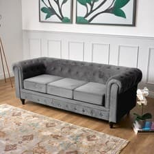 Image of Chesterfield Sofa Suite Velvet Armchair Settee Couch | 1/2/3 Seater Options