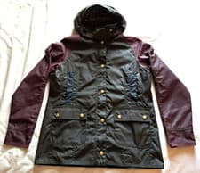 Image of BARBOUR - BEADNELL WAX Jacket. Girl's XL. Olive & Burgundy. BNWT