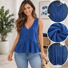 Image of Mint Velvet Womens Top In Blue  Size Medium New Without Tags [AN12]