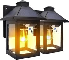 Image of 2 Pack Solar Wall Light Outdoor Garden, Solar Security Lights Outdoor Motion Sen
