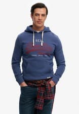 Image of Superdry Hoody Overhead Long Sleeve Pullover VL Classic Hoodie Hampton Blue