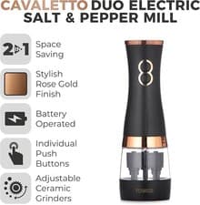 Image of Tower Electric Salt and Pepper Mills Cavaletto T847004BLK Rose Gold Edition