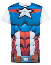 Image of Marvel Blue Captain America Short Sleeved T-Shirt Mens