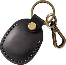 Image of Airtag Case Keyring Genuine Leather Brass Key Tags Apple Airtag Holder