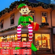 Image of 8FT Christmas Inflatables Outdoor Decorations, Christmas Inflatable Sitting Elf