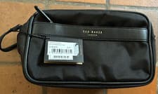 Image of Ted Baker Hamlew Wash Bag Black Zip Up Lined Compartmental Travel Toiletry Bag