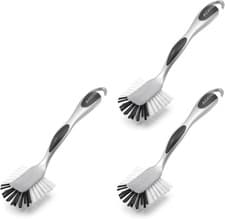 Image of Addis Ultra Grip Jumbo Dish Brush Silver 3 Pack Non Scratch UK