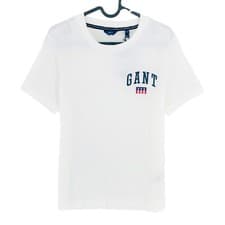 Image of GANT White Gant Tag Crew Neck T Shirt Size M