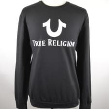 Image of Men's True Religion Black Crew Neck Logo Sweatshirt XL