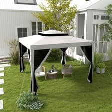 Image of 3 x 3 m Gazebo, Netting Patio Canopy with Double Tier Roof
