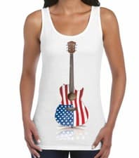 Image of Stars and Stripes Acoustic Guitar Womens Guitarist Vest Top