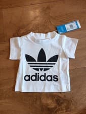 Image of BNWT Beautiful Baby Adidas White T-shirt 0-3 Months 100% Cotton Unisex
