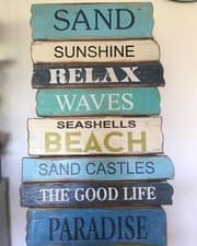Image of Large Beach Sign Summer Seaside Nautical Wooden Plaque Indoor / Outdoor Décor