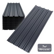 Image of Mondeer 14 x Metal Roof Sheets Galvanized Panels Corrugated Roofing Garage Shed