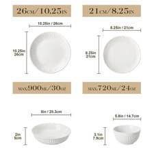 Image of Dinnerware Set 32 Piece White Porcelain Heat Resistant Microwave Dishwasher Safe