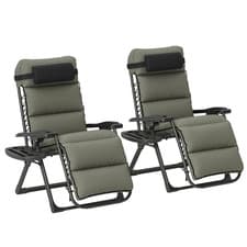 Image of Outsunny 2 Pieces Zero Gravity Chairs, Reclining Folding Sun Lounger, Grey
