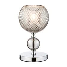 Image of Litecraft Janie Table Lamp with Smoke Tinted Glass Shade - Polished Chrome