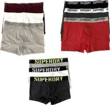 Image of Superdry Men's Boxer Triple Pack Underwear Multi Color Waist Band Mixed Colors.