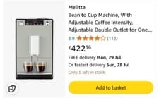 Image of Melitta Solo Automatic Bean To Cup Coffee Machine Sandy Grey E950-877 £424 RRP