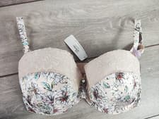 Image of Boux Avenue Woman Sketchy Floral Balcony Bra Padded Lace Blush Floral 38 D DD FF
