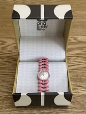 Image of Orla Kiely OK4046 Ladies Laurel Ivy Mesh Pink Strap Watch New