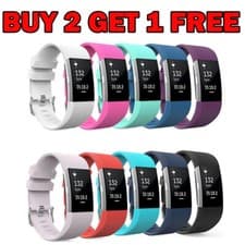 Image of For Fitbit Charge 2 Strap Replacement Silicone Wristband Watch Metal Buckle