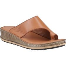 Image of Hush Puppies Elissa Toepost Suede Women's Tan Sandals