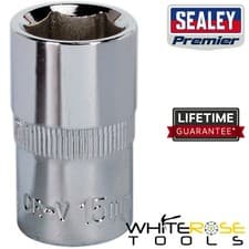 Image of Sealey Socket 15mm WallDrive Premier 1/2"Sq Drive Fully Polished Wrench