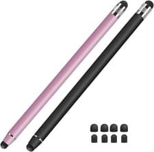 Image of Compact 2-in-1 Touch Screen Stylus - 8 Replace Tips Included, Perfect for Travel