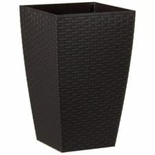 Image of Brown Tall Square Plant Pot Rattan Effect Indoor Outdoor Garden Patio Front Door