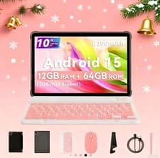 Image of PRITOM 10.1 Inch Android 15 Tablet, comes with free items: Keyboard+Mouse+ Etc
