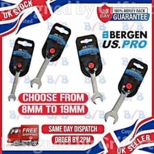 Image of US PRO STUBBY METRIC GEAR RATCHET COMBINATION SPANNER WRENCH CRV RING END OPEN