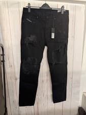 Image of Diesel Mharky Slim-Skinny Cotton Denim Jeans - W33 L32 BNWT Distressed Looking